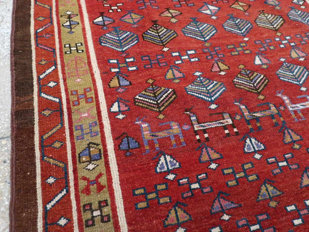 Vintage Persian Kurd Wide Gallery Runner, No.29333 - Staging