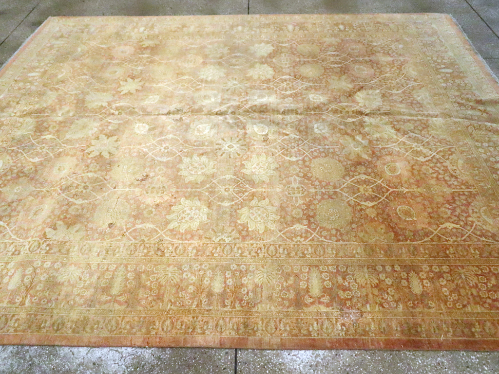 Vintage Persian Tabriz Small Room Size Carpet, No.29335 - Staging