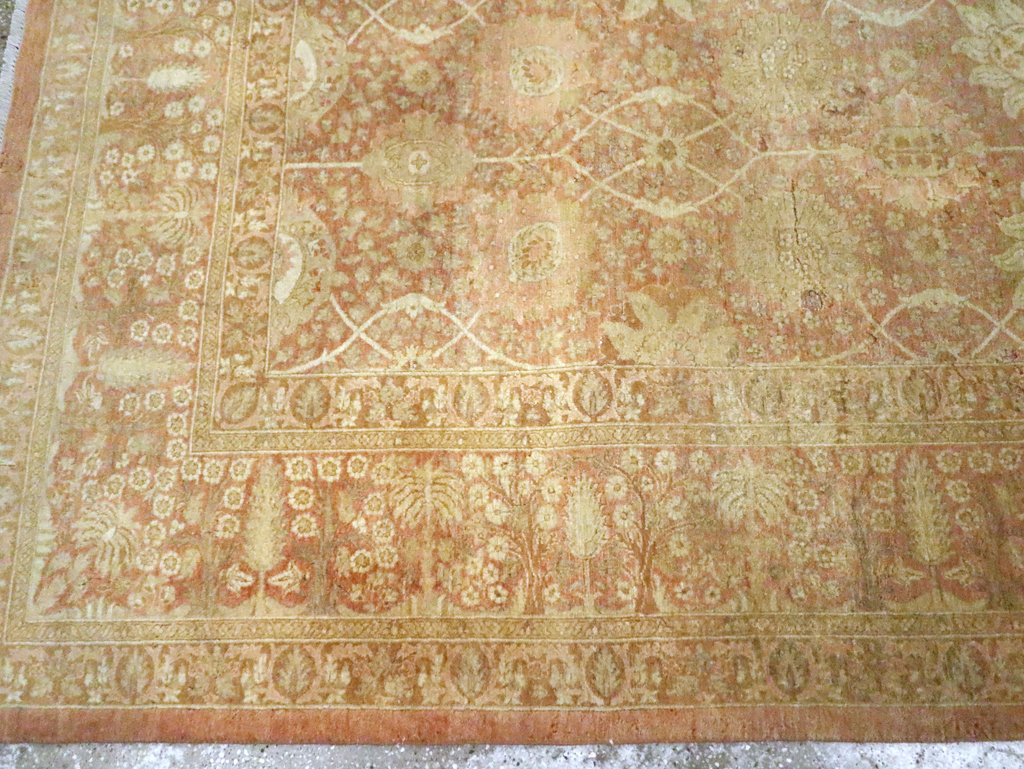 Vintage Persian Tabriz Small Room Size Carpet, No.29335 - Staging