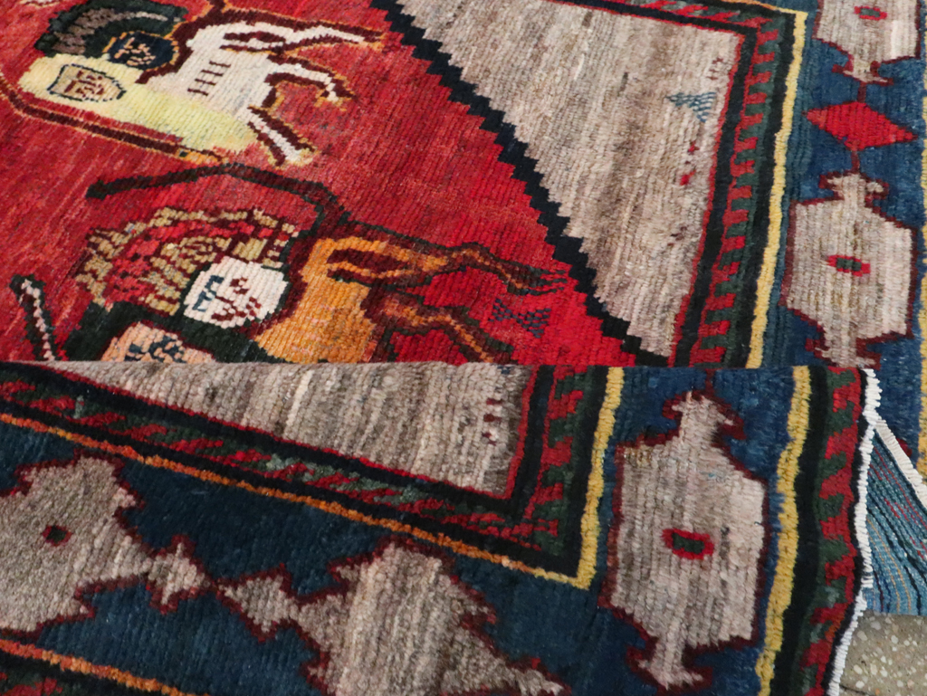 Vintage Persian Pictorial Bakhtiari Rug, No.29346 - Staging