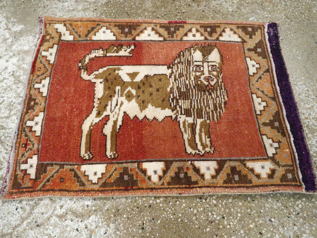 Vintage Turkish Anatolian Pictorial Rug (Pair: 1 of 2), No.29349 - Staging