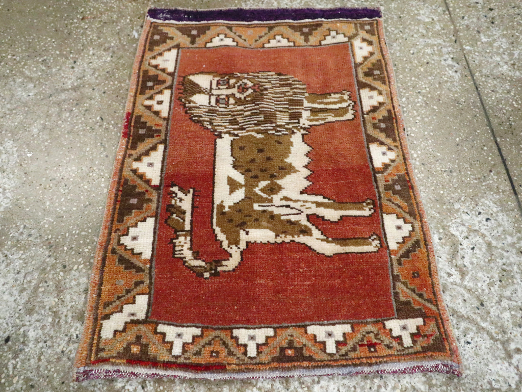 Vintage Turkish Anatolian Pictorial Rug (Pair: 1 of 2), No.29349 - Staging