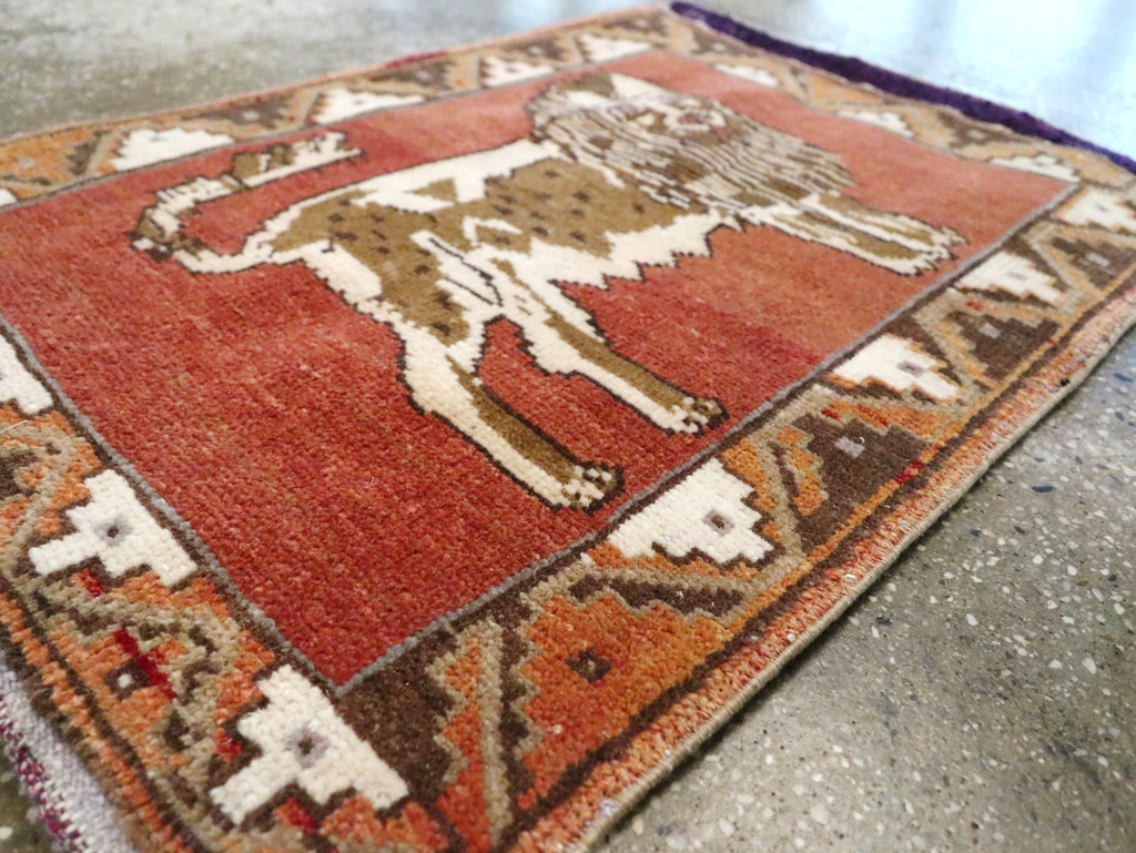 Vintage Turkish Anatolian Pictorial Rug (Pair: 1 of 2), No.29349 - Staging