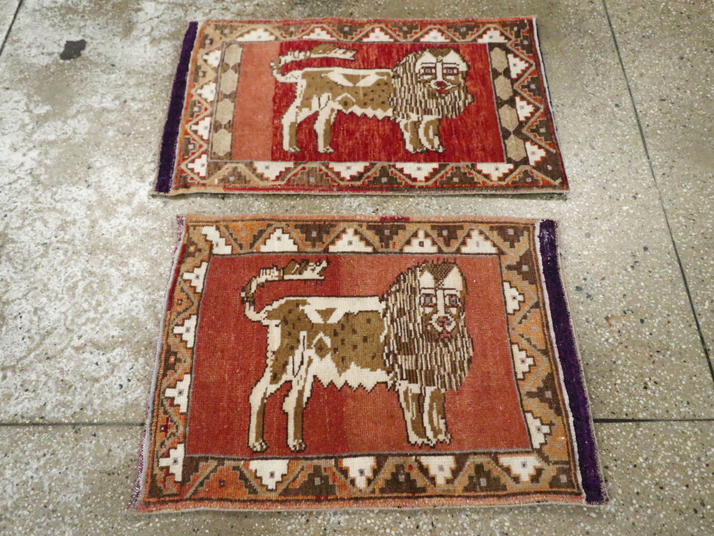 Vintage Turkish Anatolian Pictorial Rug (Pair: 1 of 2), No.29349 - Staging