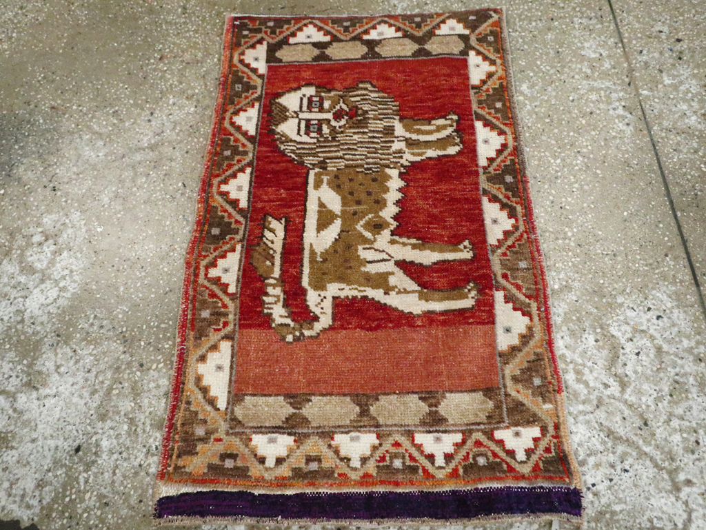Vintage Turkish Anatolian Pictorial Rug (Pair: 2 of 2), No.29350 - Staging