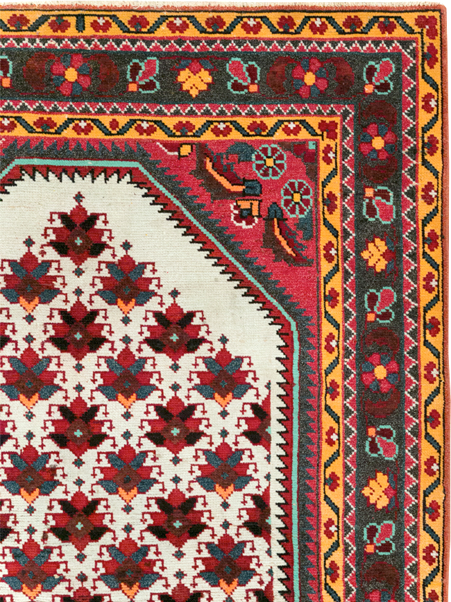 Vintage Persian Malayer Throw Rug, No.29360 - Staging