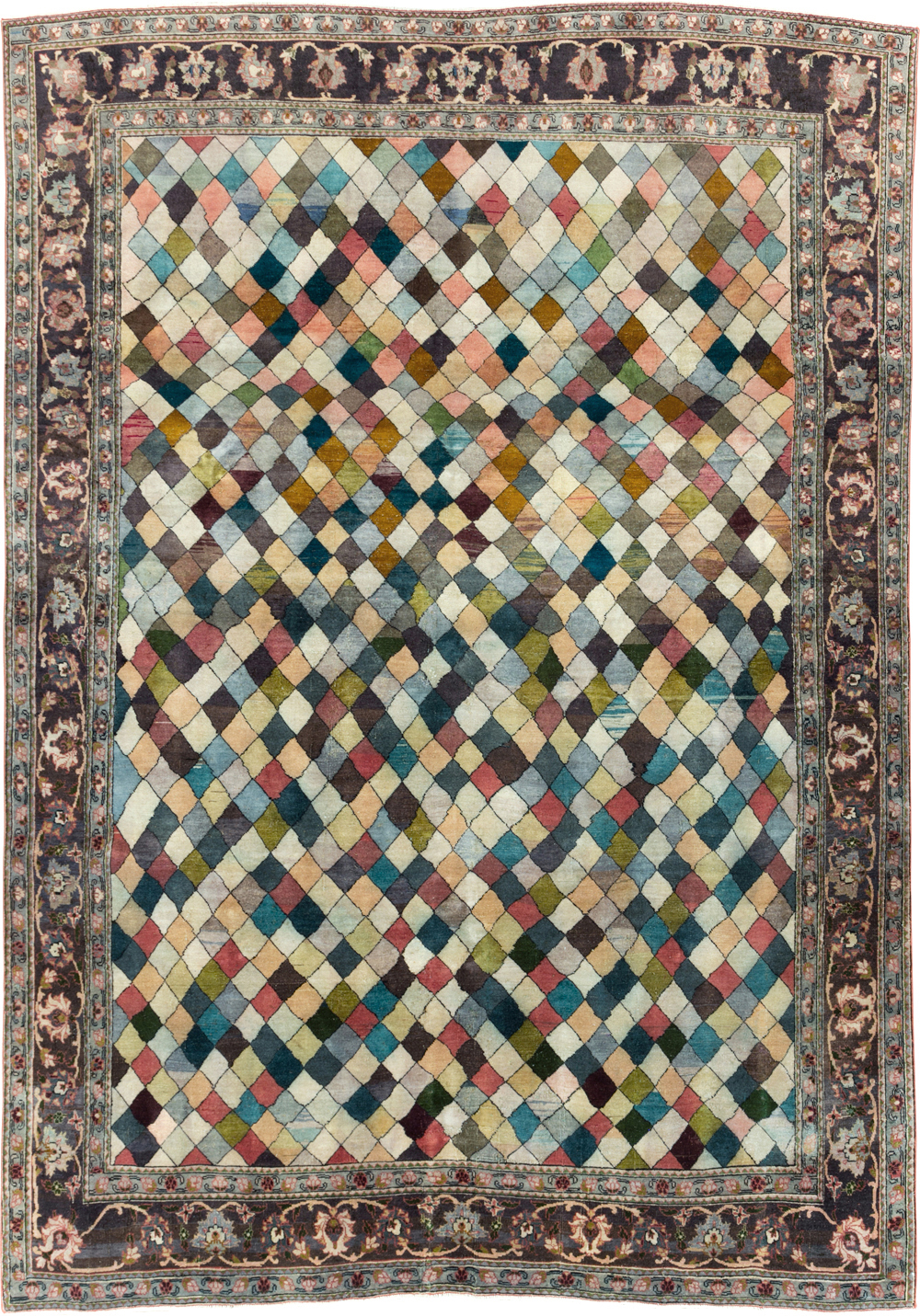 Vintage Persian Art Deco Mahal Accent Carpet, No.29361 - Staging