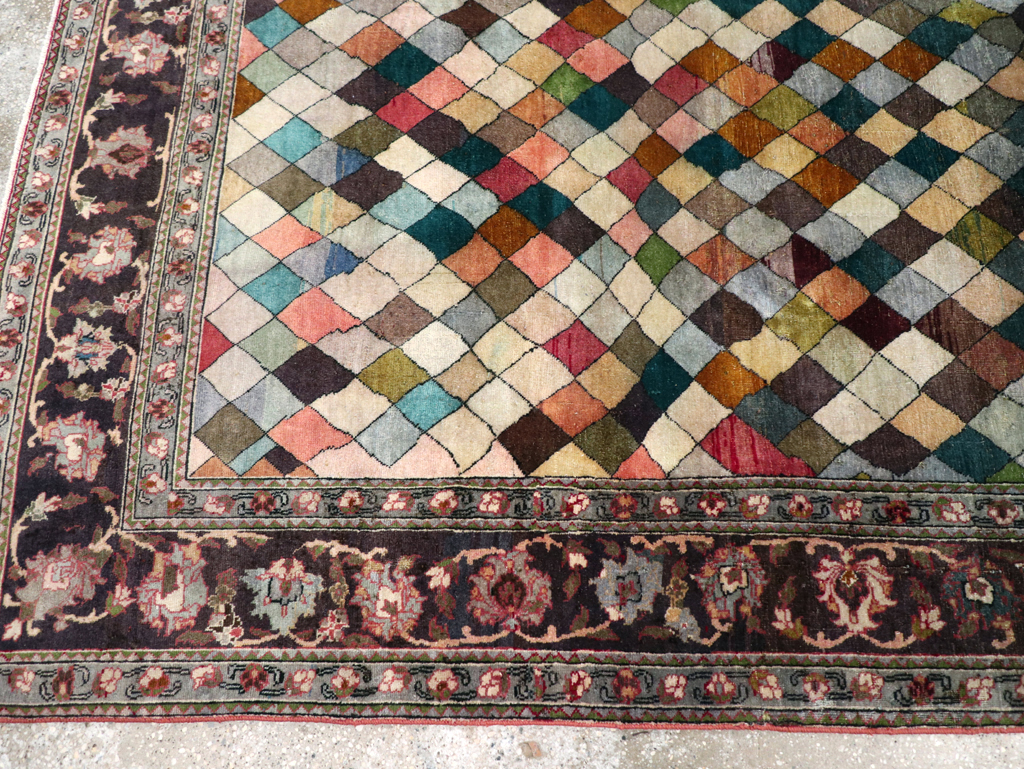 Vintage Persian Art Deco Mahal Accent Carpet, No.29361 - Staging