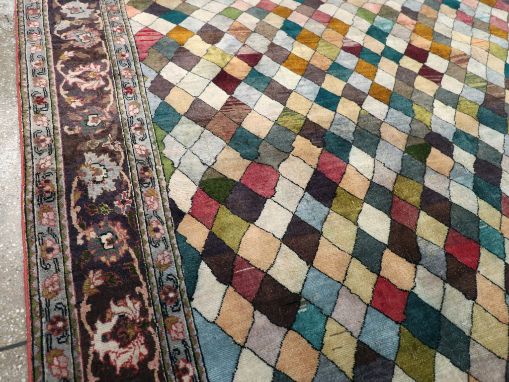 Vintage Persian Art Deco Mahal Accent Carpet, No.29361 - Staging