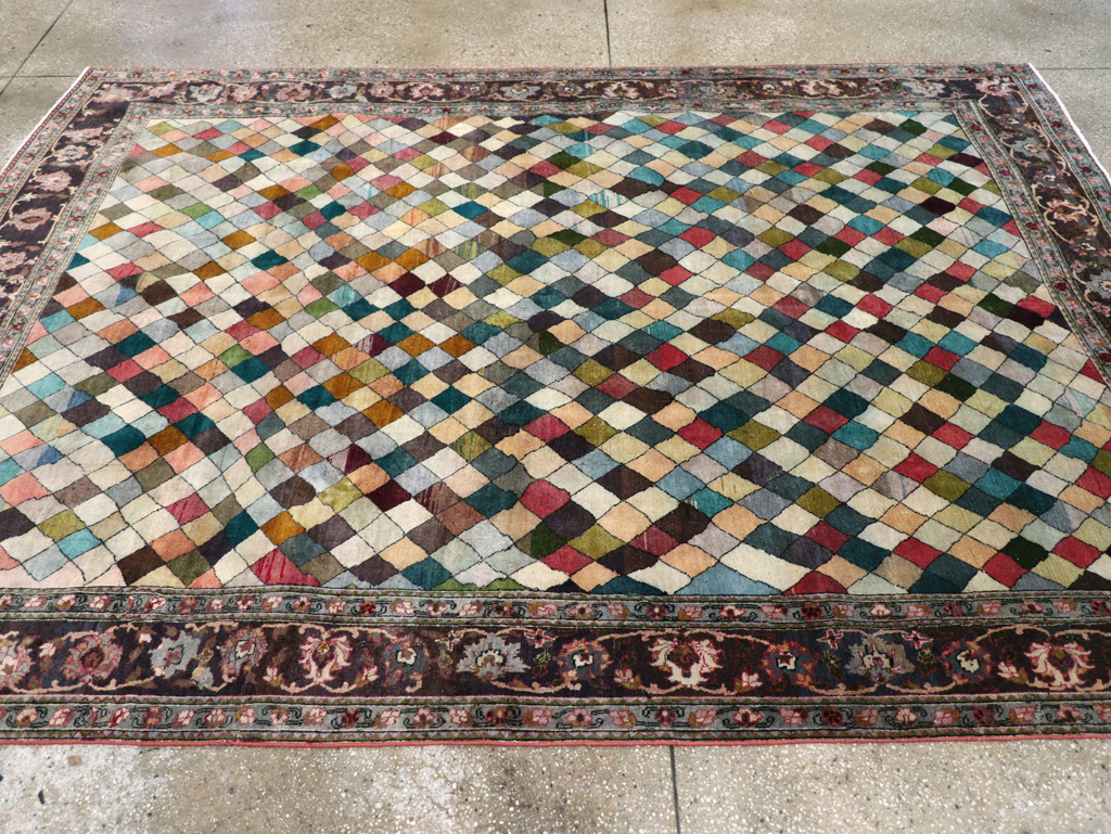 Vintage Persian Art Deco Mahal Accent Carpet, No.29361 - Staging