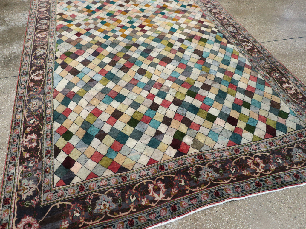 Vintage Persian Art Deco Mahal Accent Carpet, No.29361 - Staging