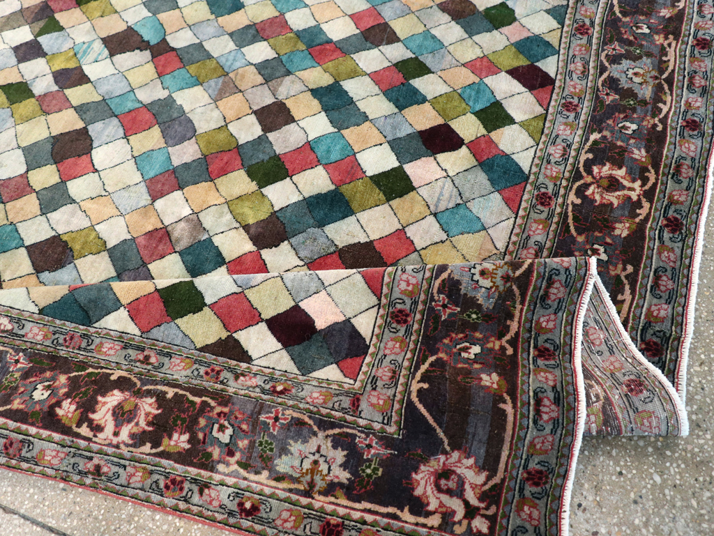 Vintage Persian Art Deco Mahal Accent Carpet, No.29361 - Staging