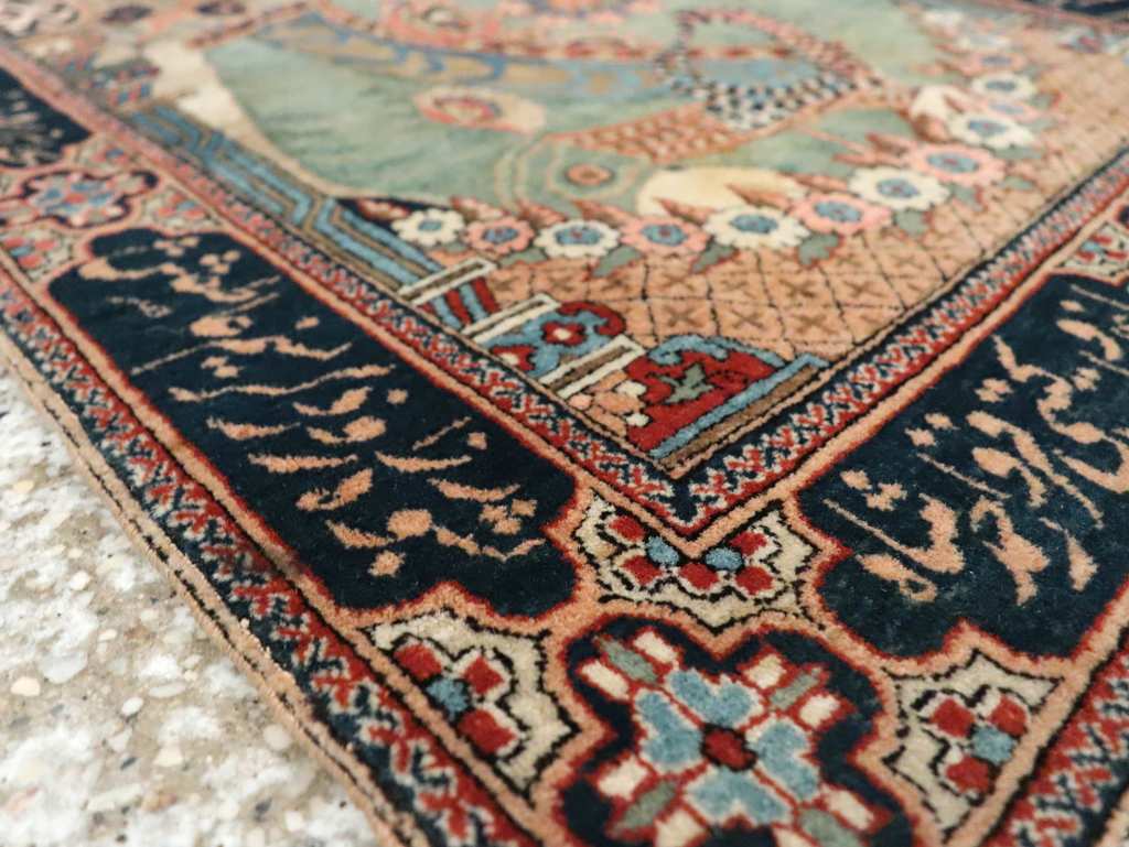 Antique Persian Dabir Kashan Pictorial Rug, No.29376 - Staging