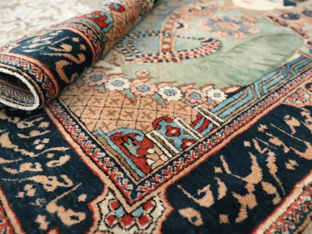 Antique Persian Dabir Kashan Pictorial Rug, No.29376 - Staging