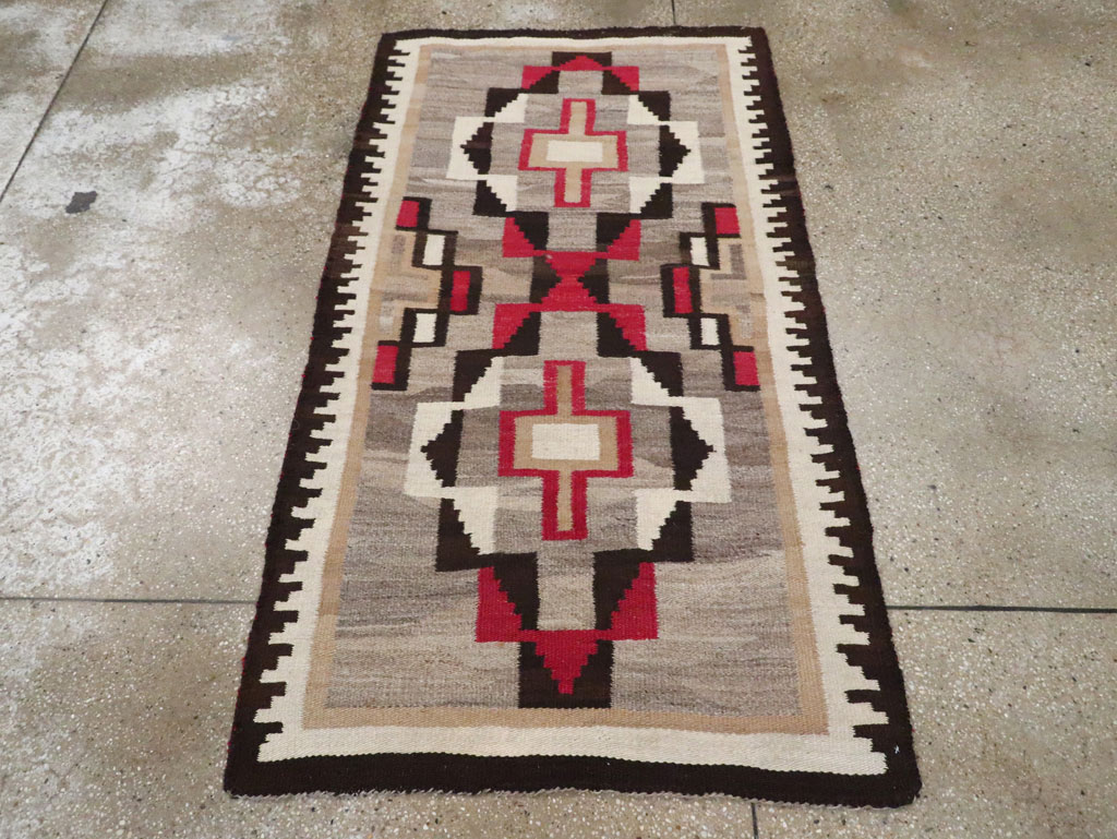 Vintage American Navajo Flatweave Rug, No.29377 - Staging