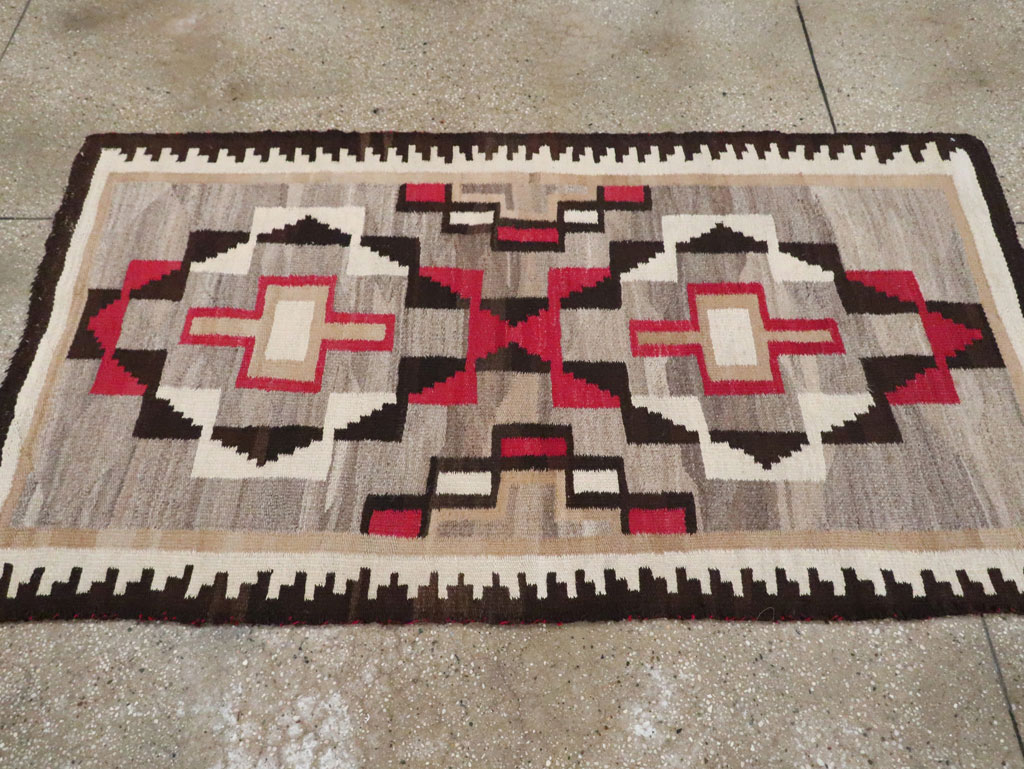 Vintage American Navajo Flatweave Rug, No.29377 - Staging