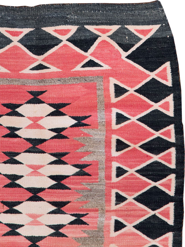 Vintage American Navajo Flatweave Rug, No.29378 - Staging