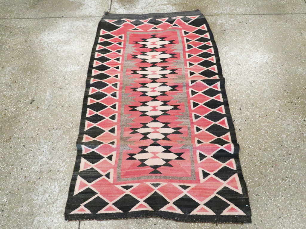 Vintage American Navajo Flatweave Rug, No.29378 - Staging