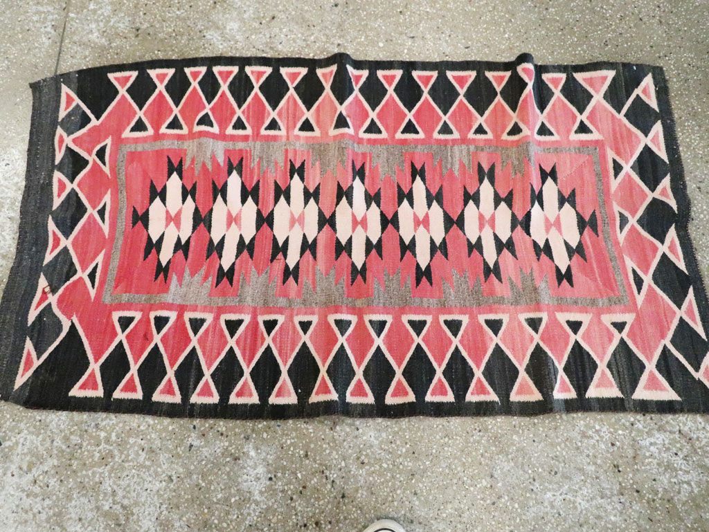 Vintage American Navajo Flatweave Rug, No.29378 - Staging