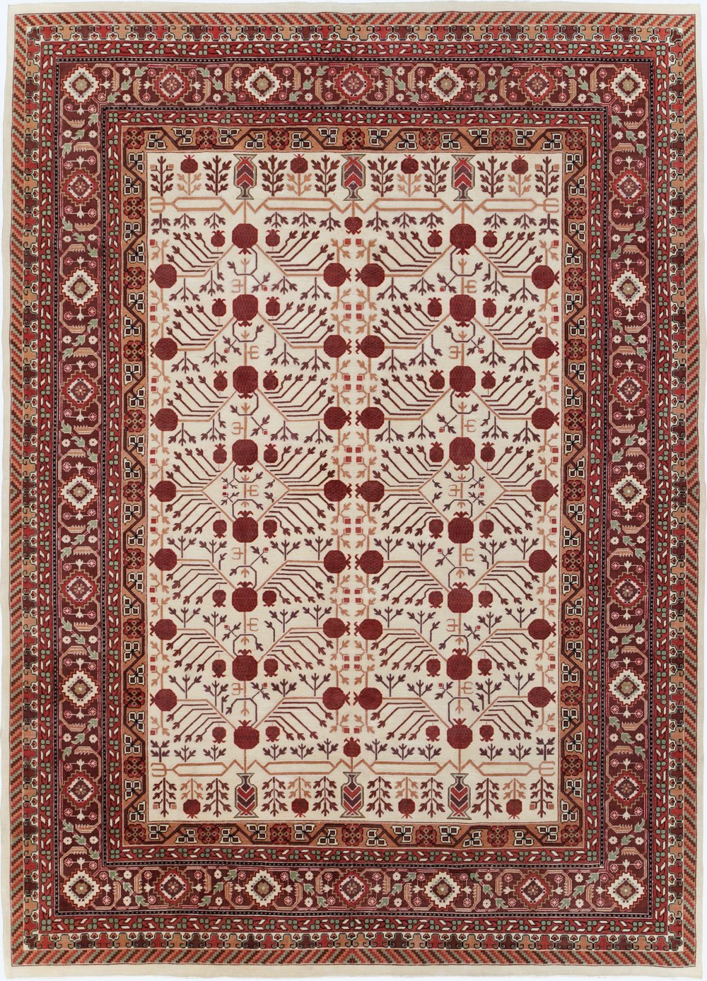 Vintage East Turkestan Khotan Room Size Carpet, No.29381 - Staging
