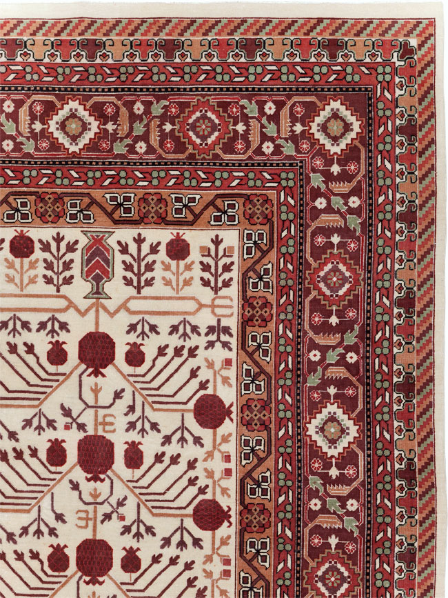 Vintage East Turkestan Khotan Room Size Carpet, No.29381 - Staging