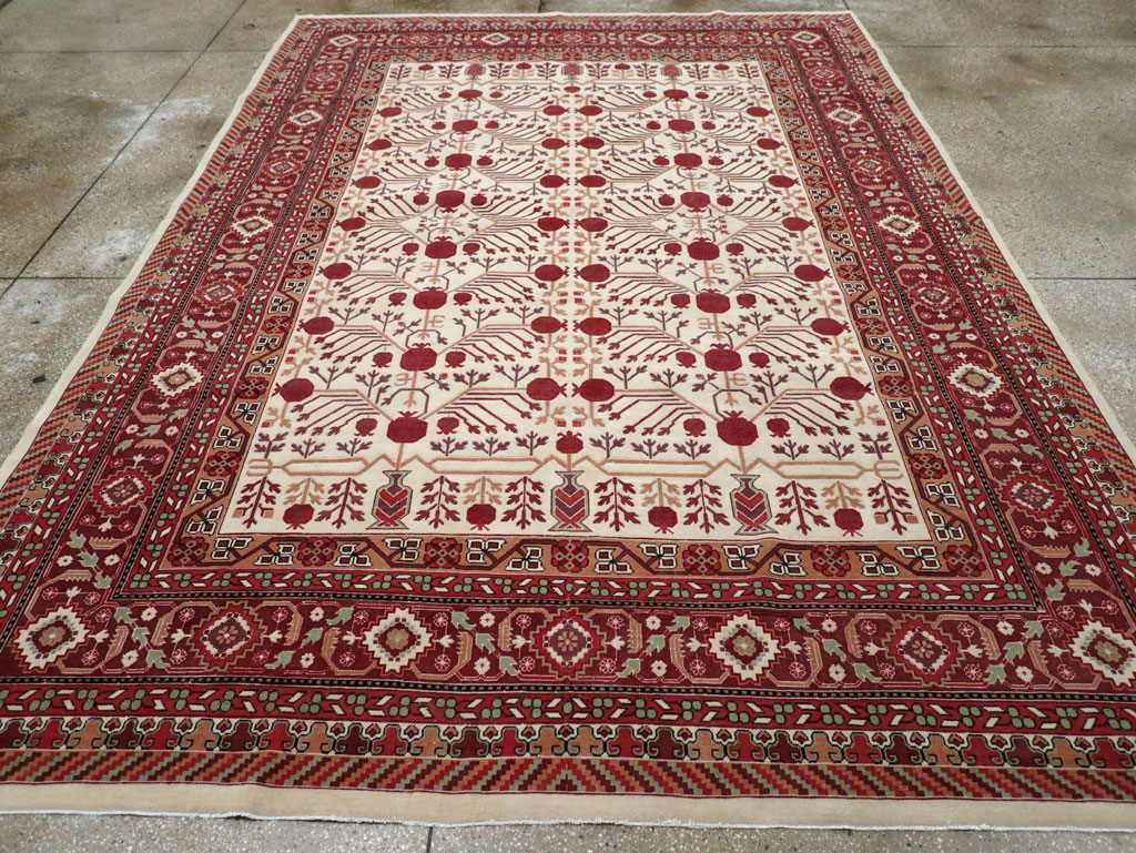 Vintage East Turkestan Khotan Room Size Carpet, No.29381 - Staging