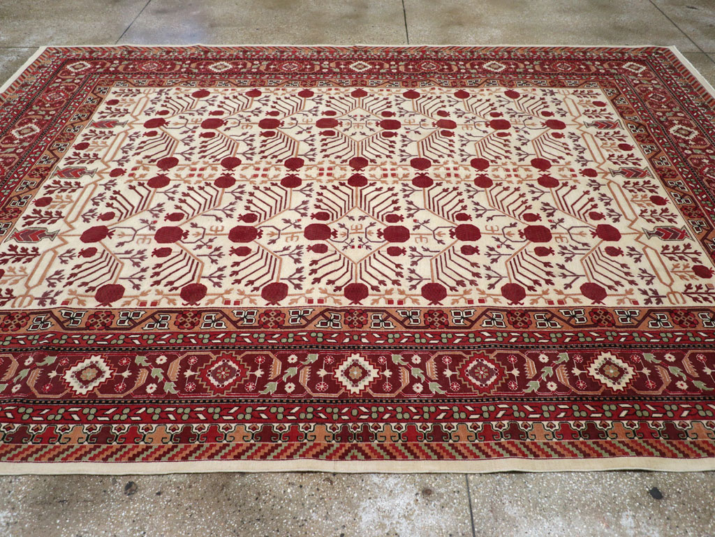 Vintage East Turkestan Khotan Room Size Carpet, No.29381 - Staging