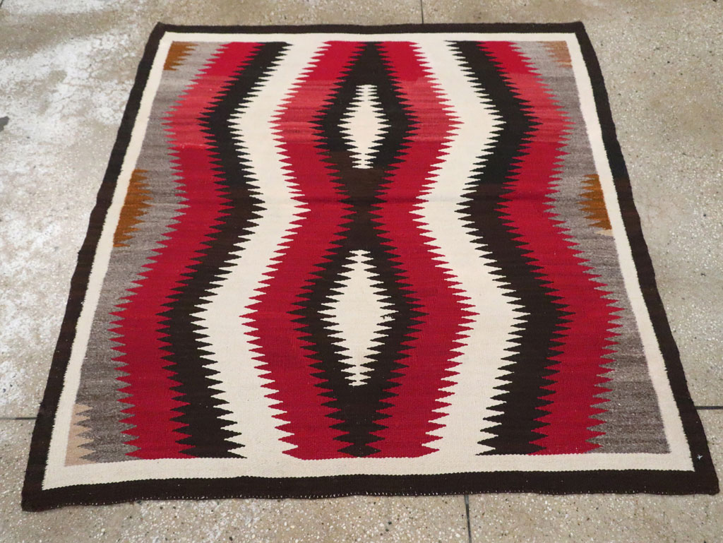 Vintage American Navajo Flatweave Rug, No.29387 - Staging