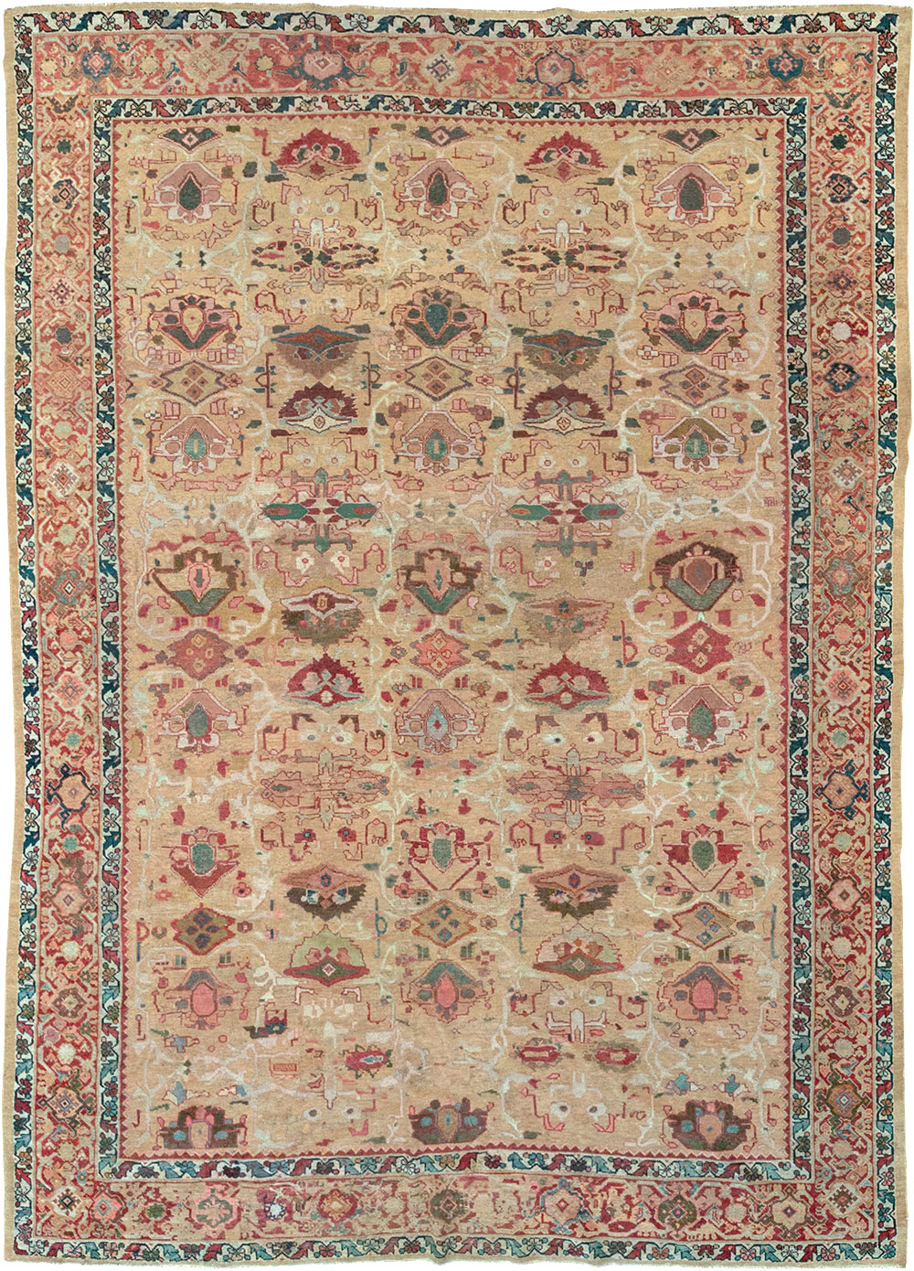 Antique Persian Mahal Room Size Carpet, No.29389 - Staging