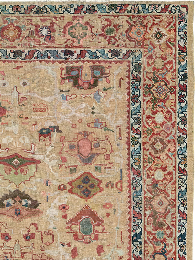 Antique Persian Mahal Room Size Carpet, No.29389 - Staging
