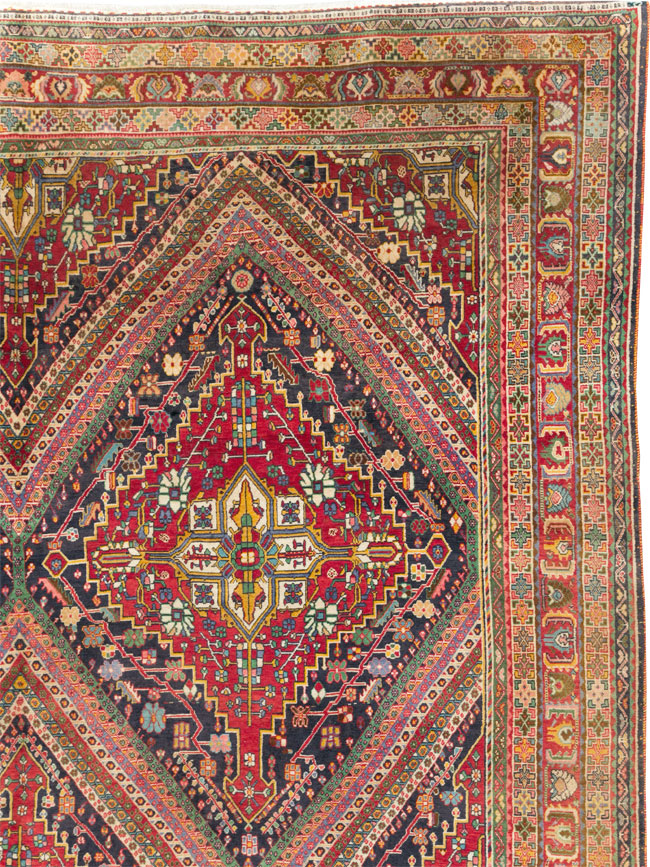 Large Antique Persian Afshar Carpet, No.29390 - Staging