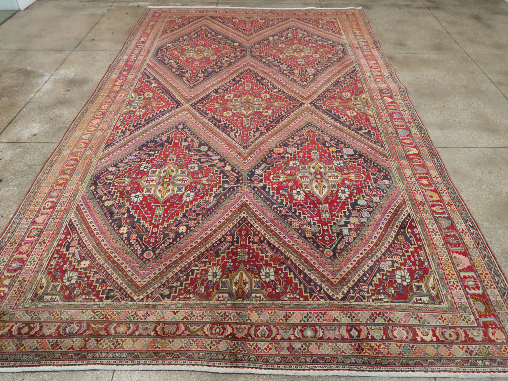 Large Vintage Persian Afshar Carpet, No.29390 - Staging