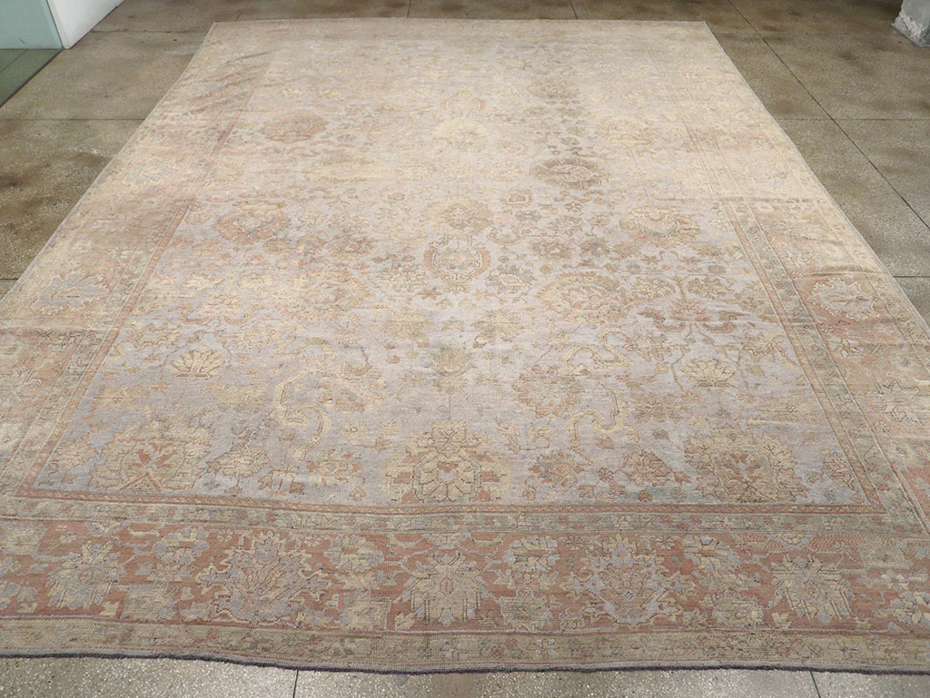 Antique Turkish Oushak Large Carpet, No.29404 - Staging