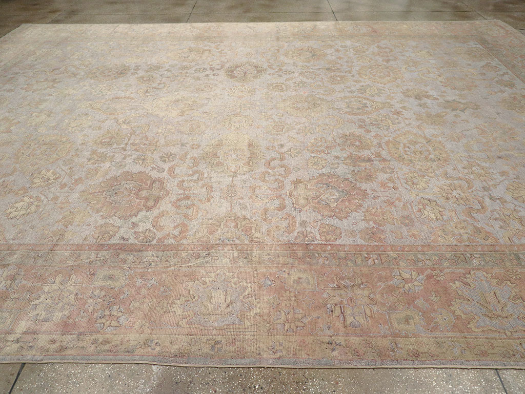 Antique Turkish Oushak Large Carpet, No.29404 - Staging