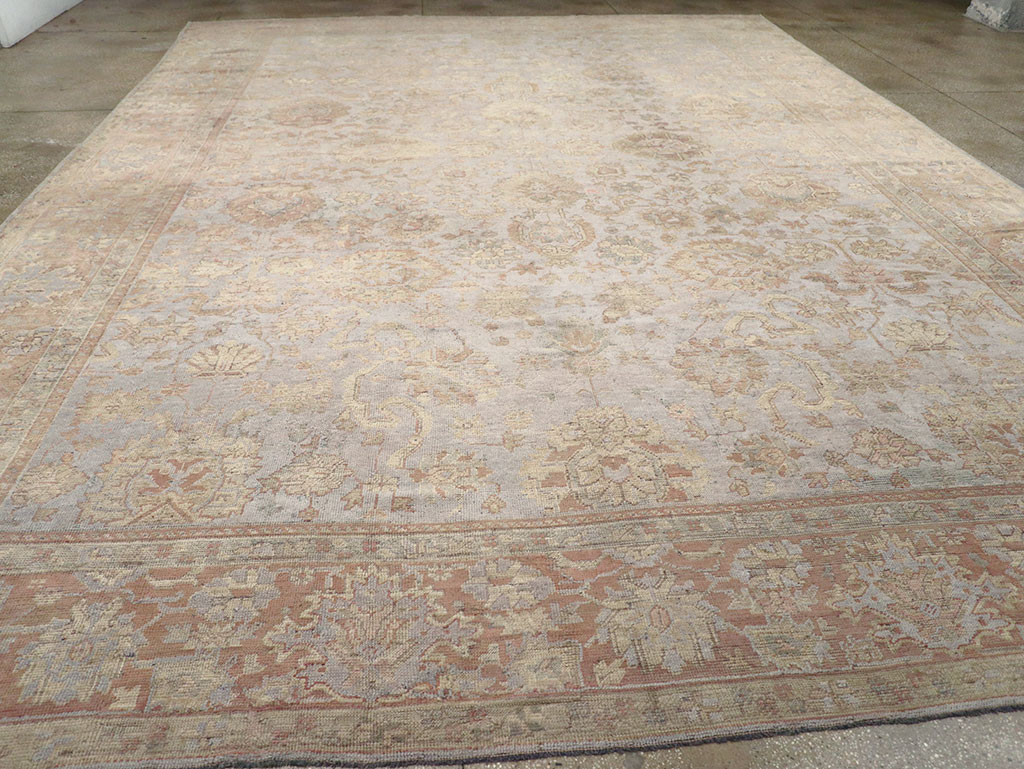 Antique Turkish Oushak Large Carpet, No.29404 - Staging