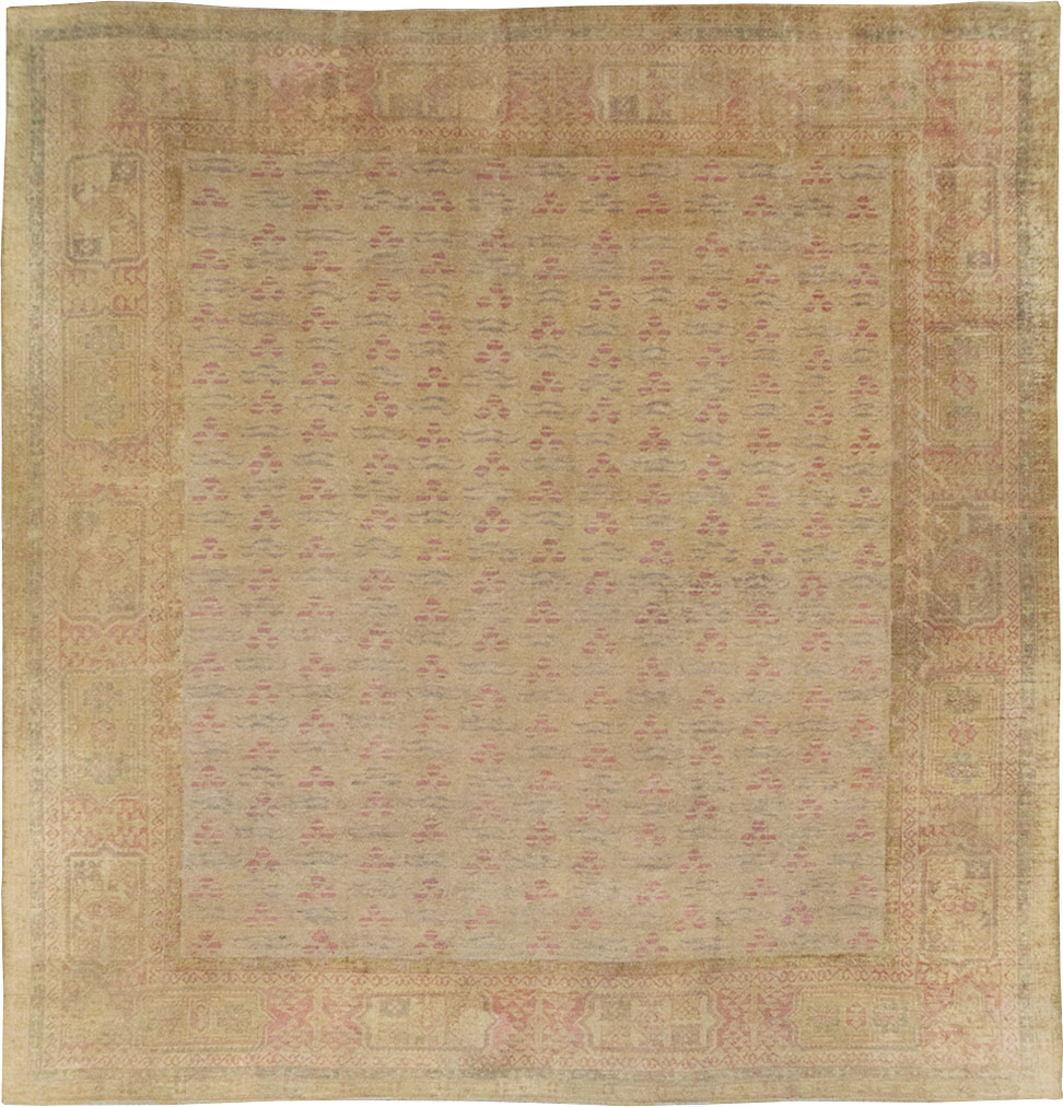 Antique Turkish Oushak Square Room Size Carpet, No.29405 - Staging