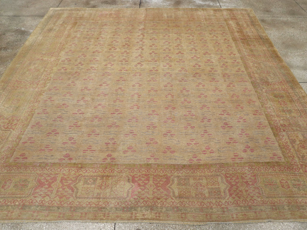 Antique Turkish Oushak Square Room Size Carpet, No.29405 - Staging