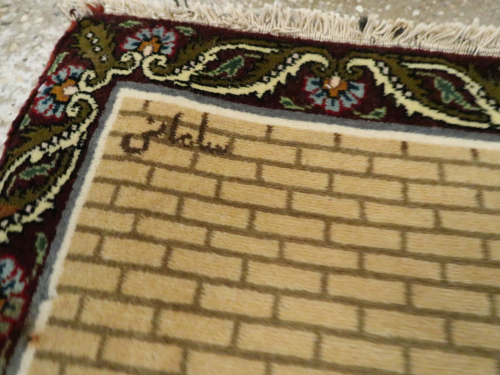 Vintage Persian Tabriz Pictorial Rug, No.29408 - Staging