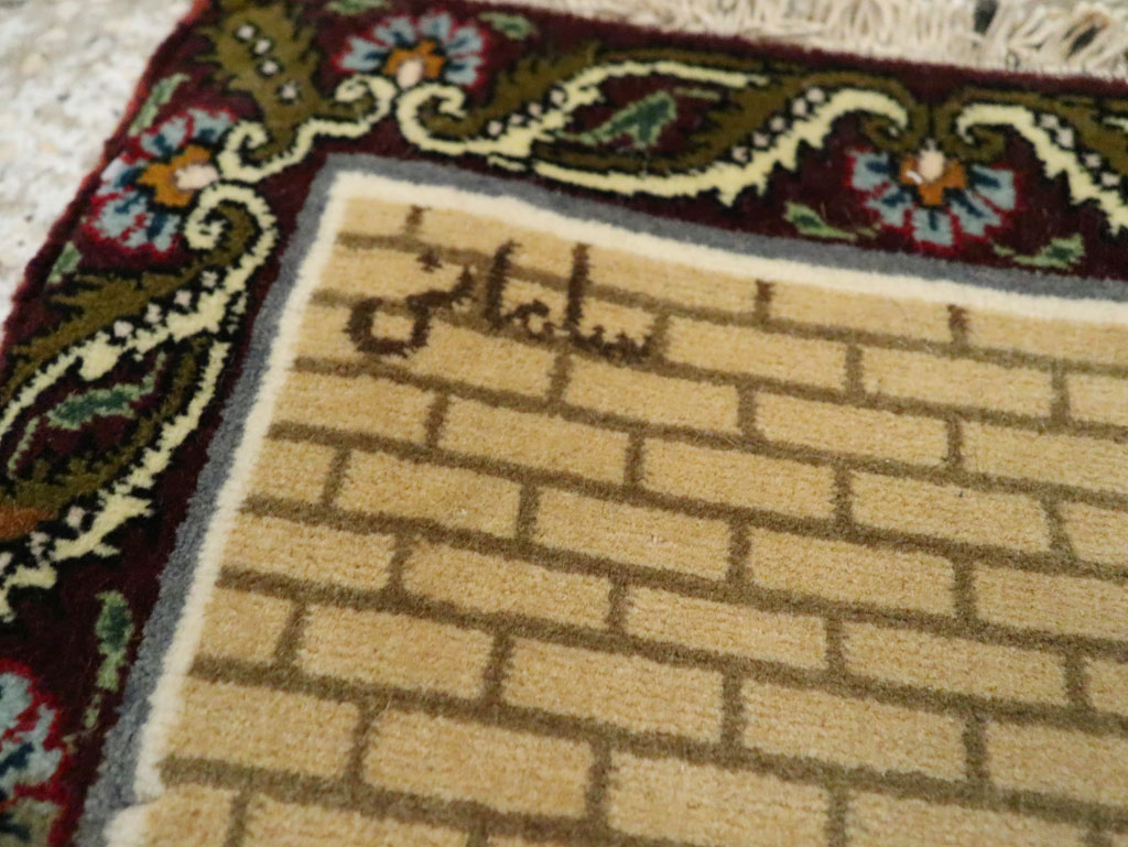 Vintage Persian Tabriz Pictorial Rug, No.29408 - Staging