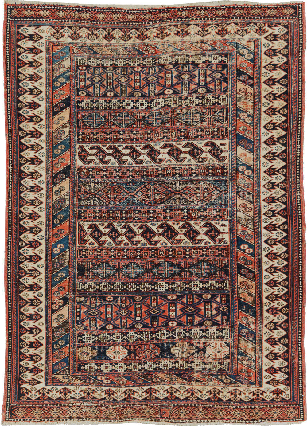 Antique Central Asian Soumak Accent Rug, No.29409 - Staging