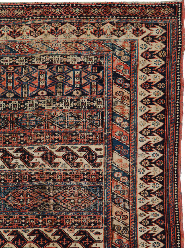 Antique Central Asian Soumak Accent Rug, No.29409 - Staging