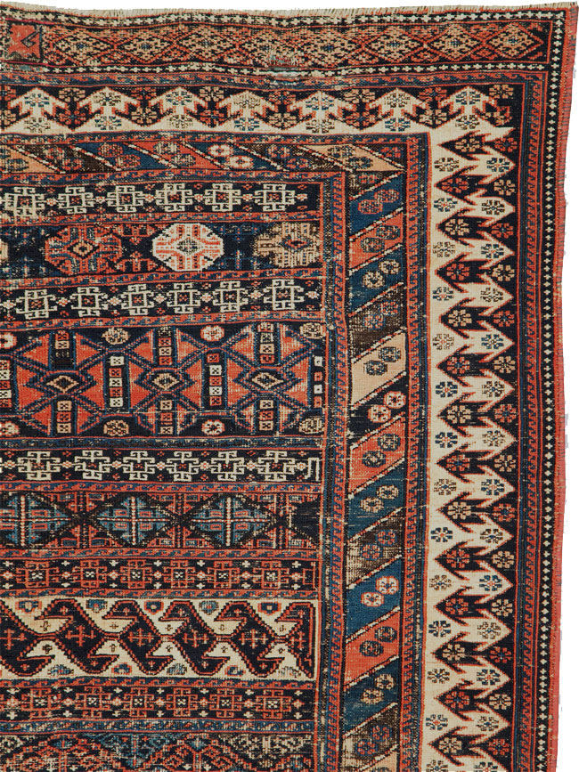 Antique Central Asian Soumak Accent Rug, No.29409 - Staging