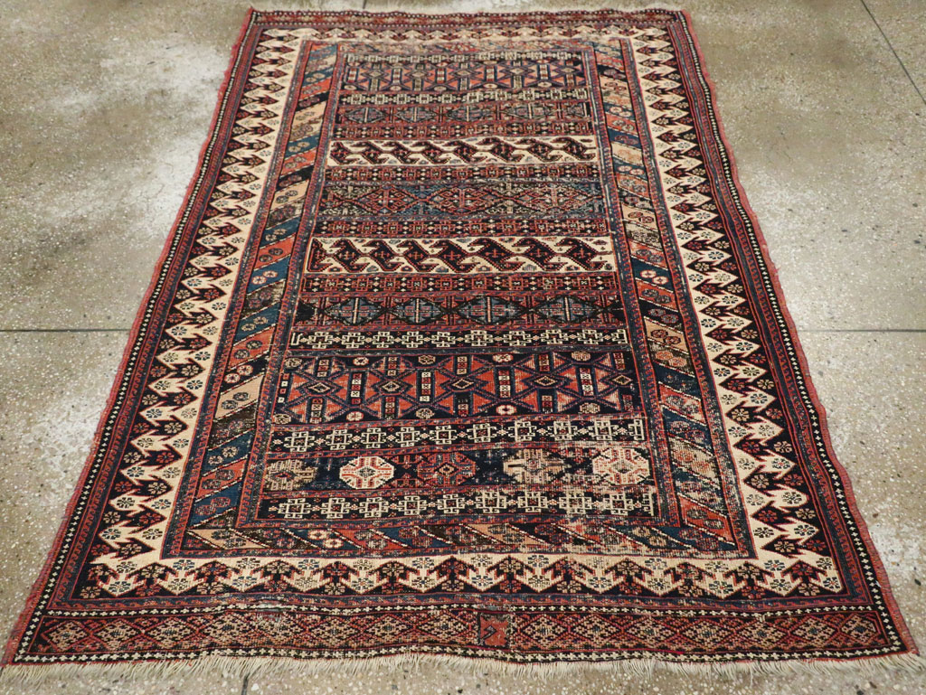 Antique Central Asian Soumak Accent Rug, No.29409 - Staging
