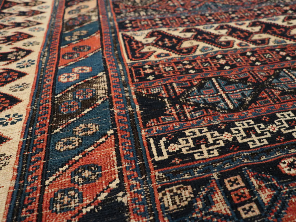 Antique Central Asian Soumak Accent Rug, No.29409 - Staging