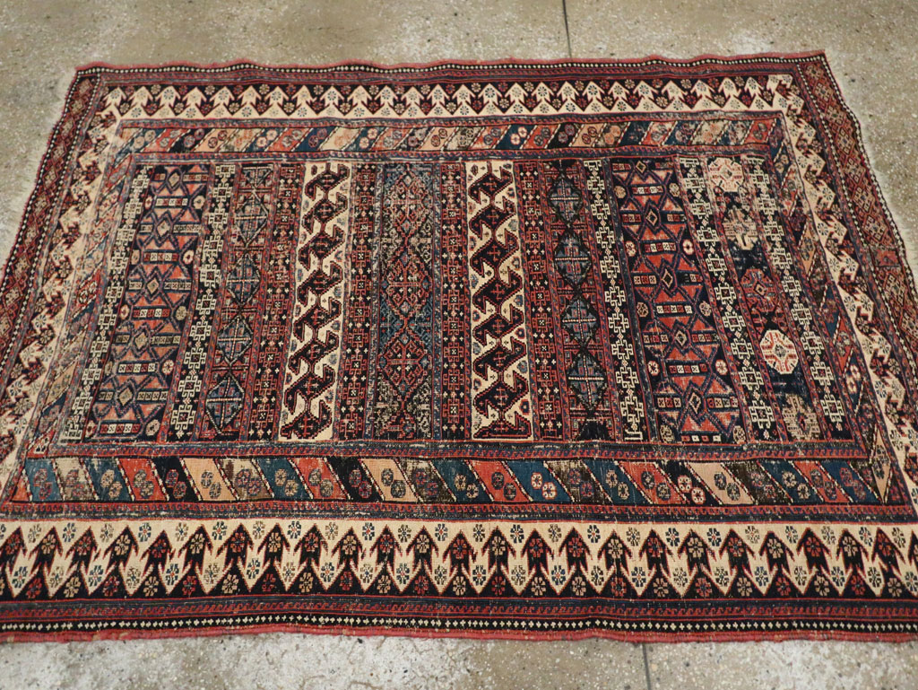 Antique Central Asian Soumak Accent Rug, No.29409 - Staging