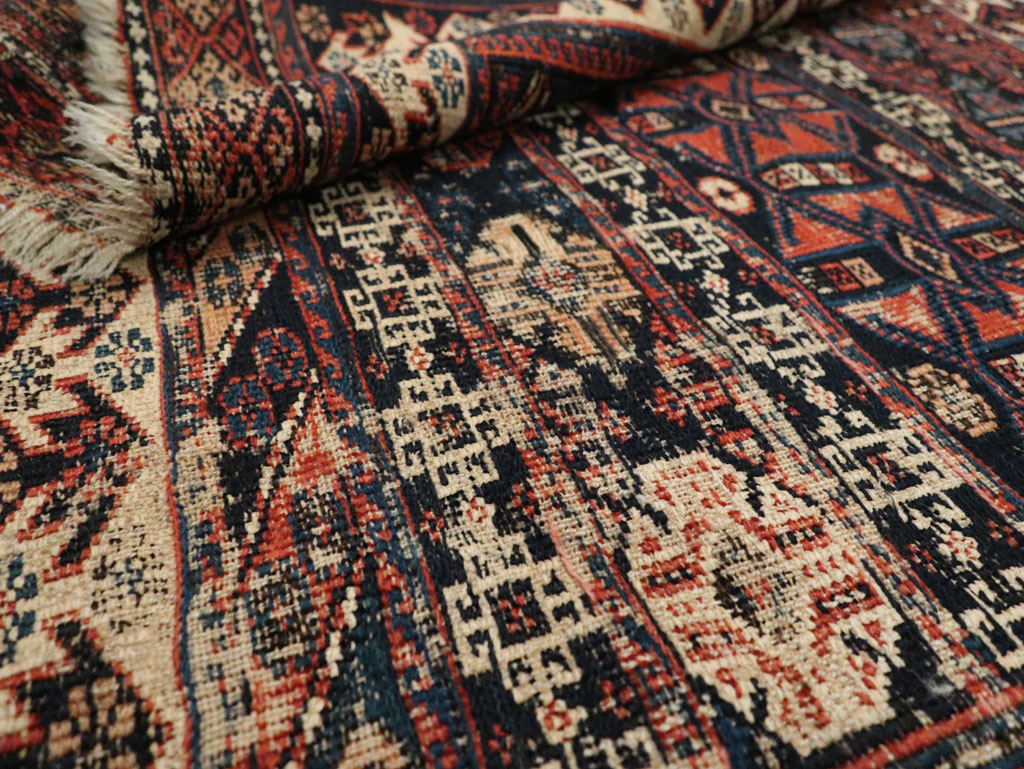 Antique Central Asian Soumak Accent Rug, No.29409 - Staging