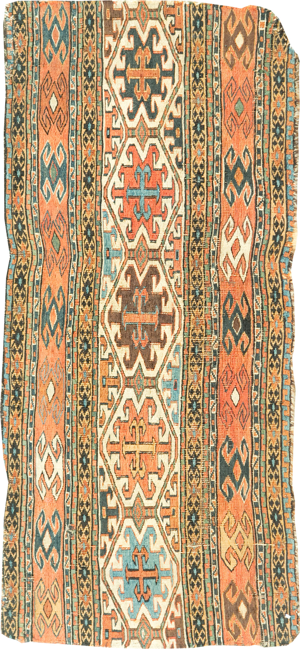 Antique Central Asian Flatweave Soumak Throw Rug, No.29410 - Staging