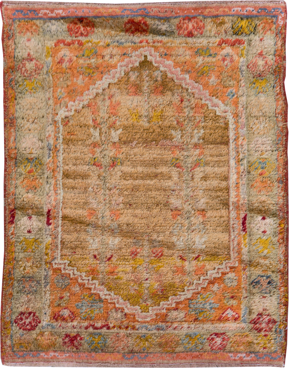 Antique Turkish Angora Oushak Throw Rug, No.29412 - Staging
