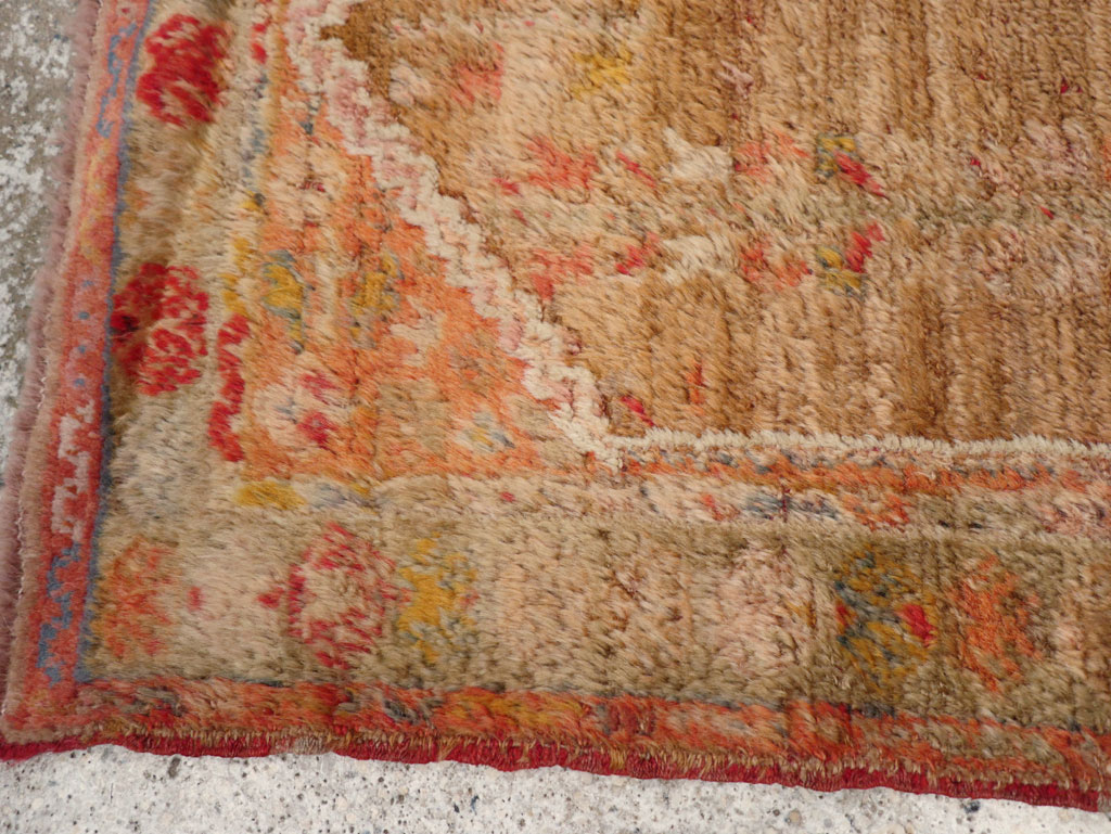 Antique Turkish Angora Oushak Throw Rug, No.29412 - Staging