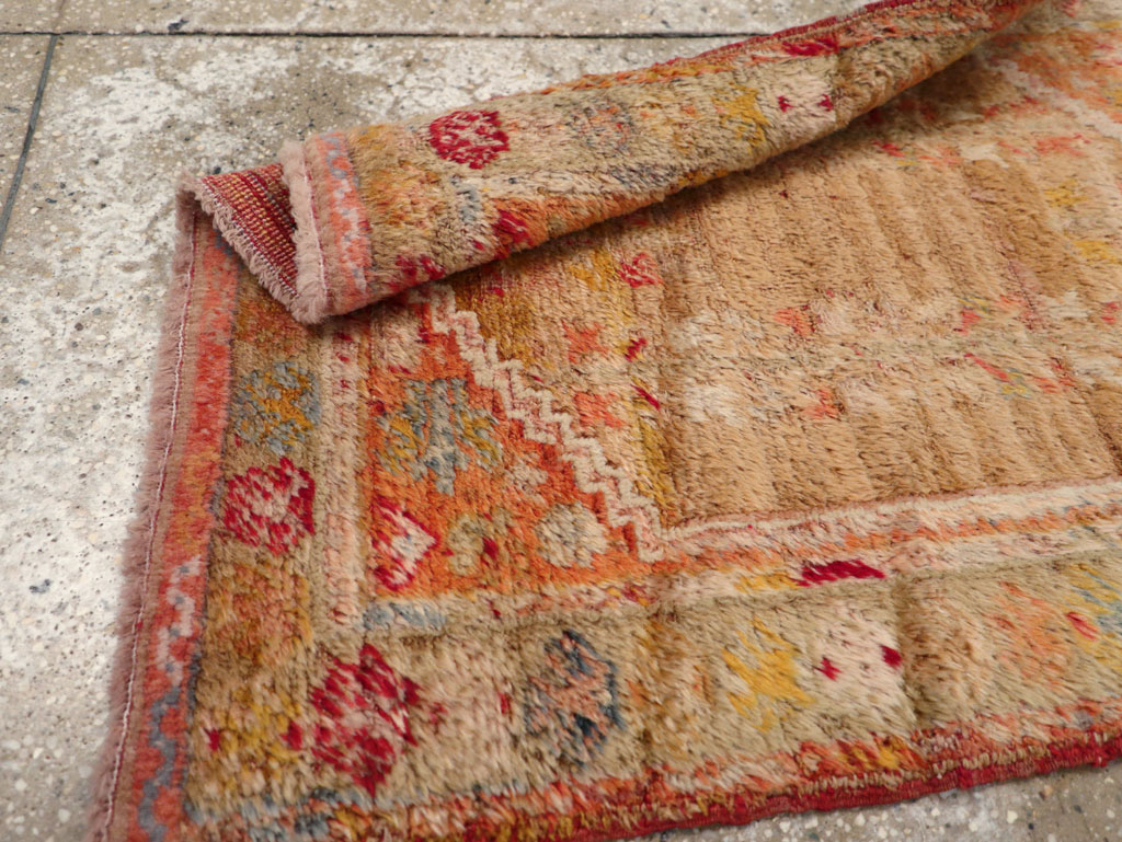 Antique Turkish Angora Oushak Throw Rug, No.29412 - Staging